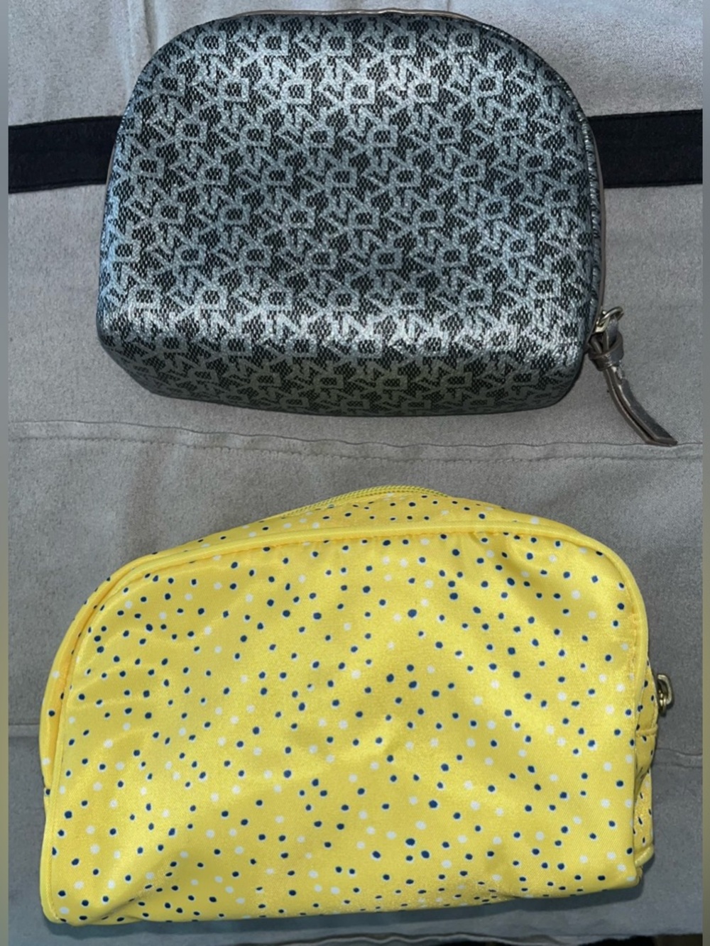 2 Small Make-Up/Toiletries Bags (One Yellow & One Gray) - EXCELLENT CONDITION